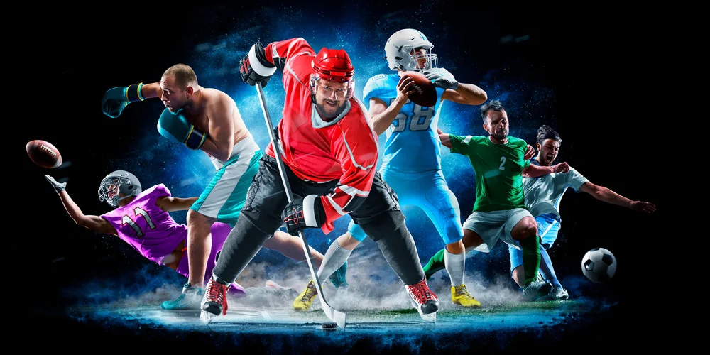 Layar pertandingan olahraga dengan informasi liga dan kartu event